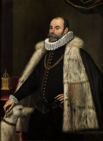 Portrait of a Nobleman with Dog by Giovanni Paolo Cavagna